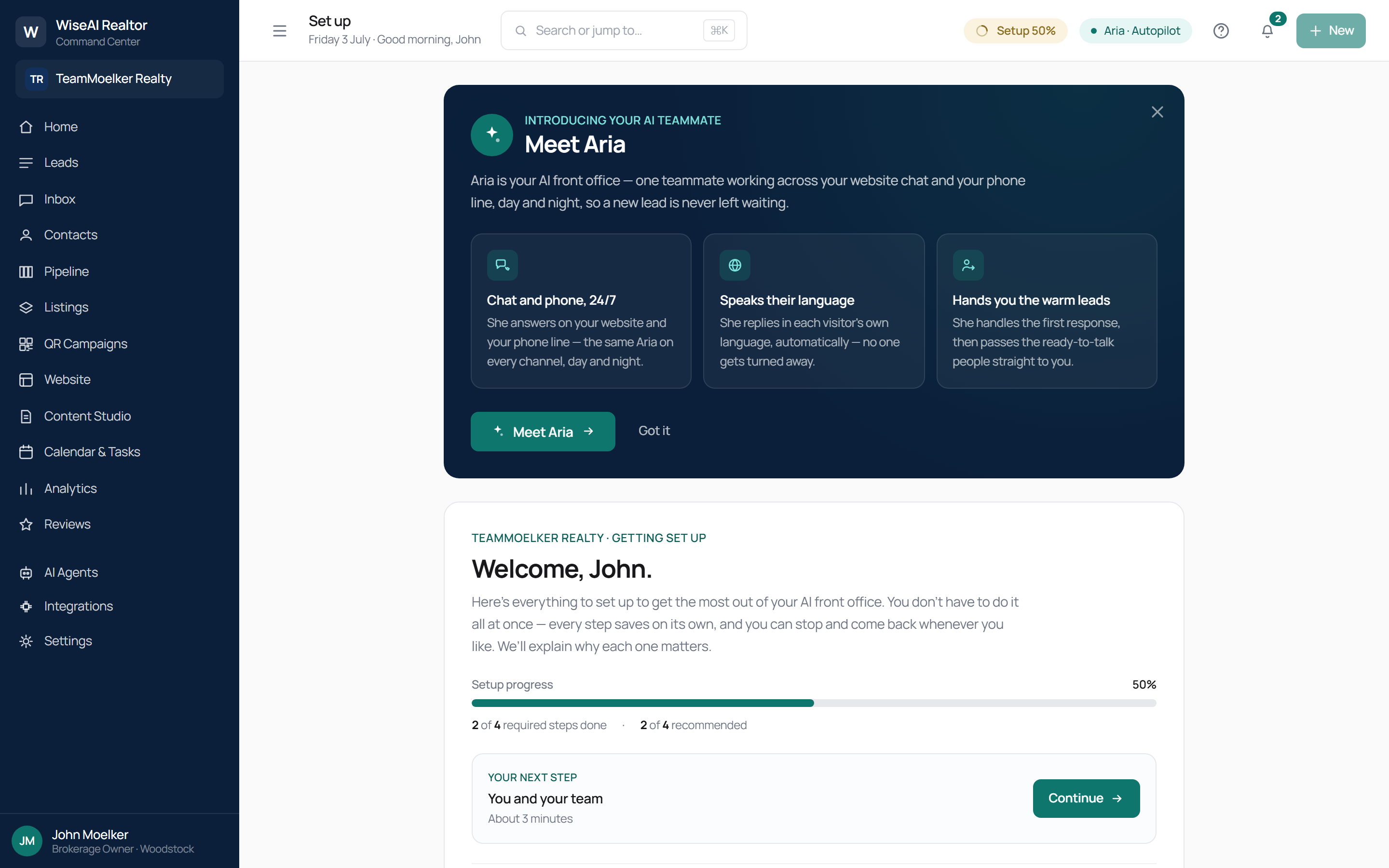 Setup wizard